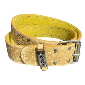 Vintage Y2K Mudd Belt Floral Printed Leather Studded‎ Grunge Womens M/L
